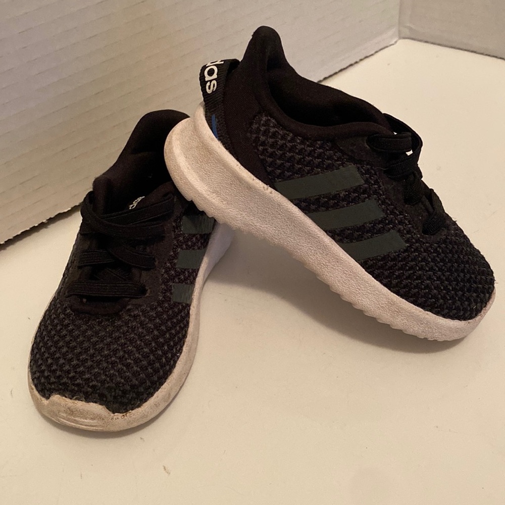 Black on Black Addidas tennis shoe toddler 4